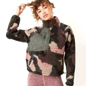 JoyLab Green Beige Pink Fleece Half Zip Pullover Fleece Jacket Women’s size XS 2